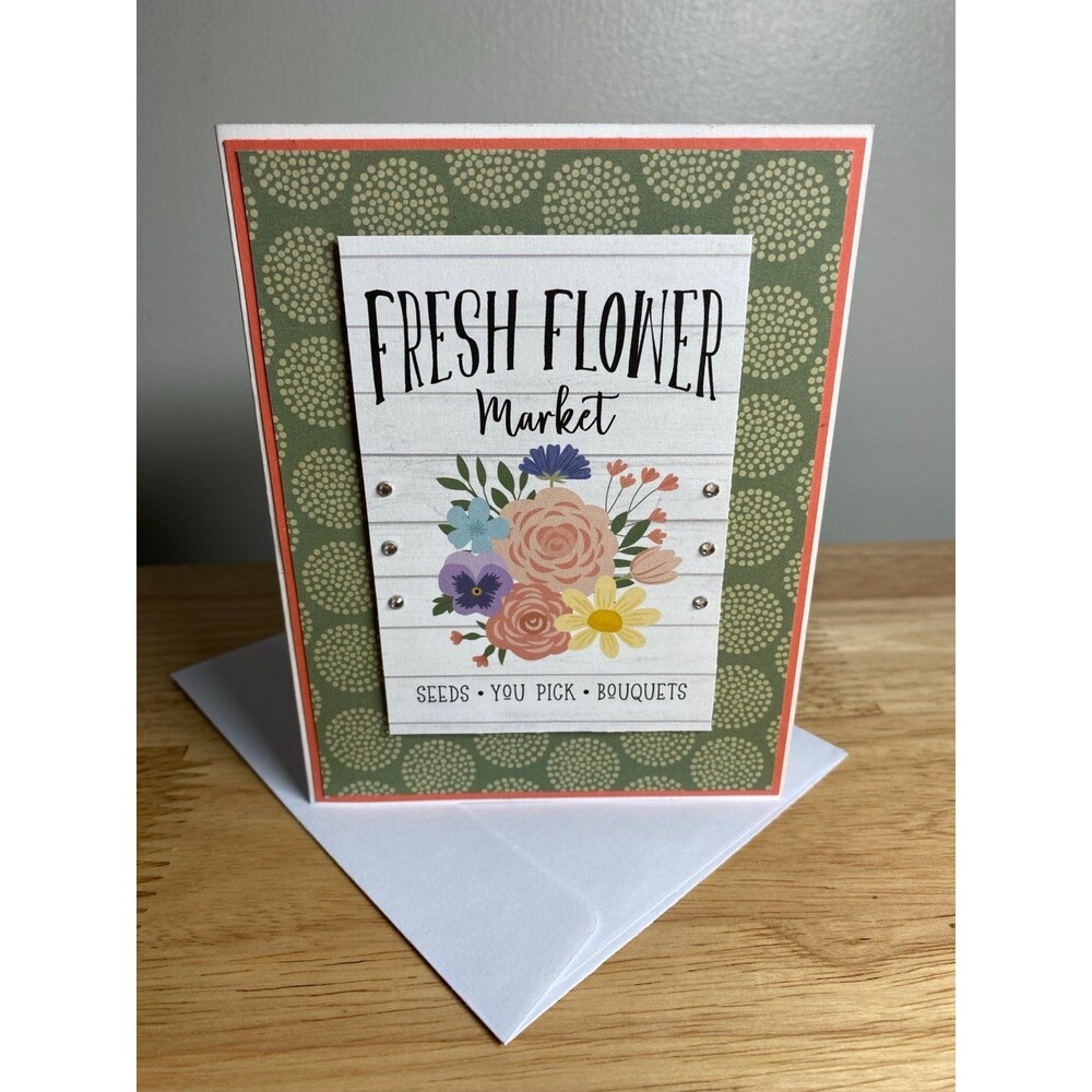 Handmade Spring Greeting Card A2 Floral Card Blank Inside w/ Envelope